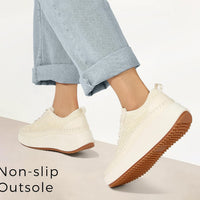 LUCKY STEP Chunky Casual Beige Braided Knit Trainers Sneakers US 8.5 NEW