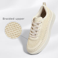 LUCKY STEP Chunky Casual Beige Braided Knit Trainers Sneakers US 8.5 NEW