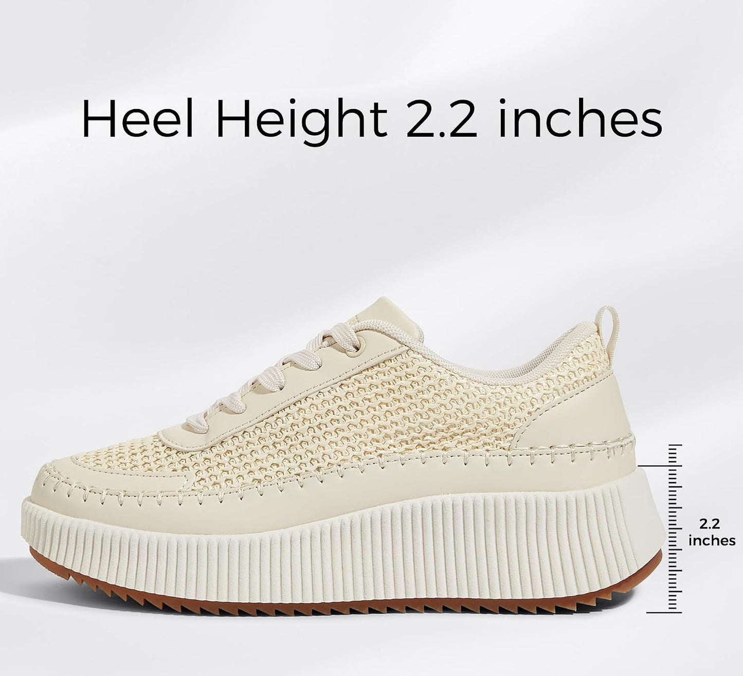 LUCKY STEP Chunky Casual Beige Braided Knit Trainers Sneakers US 8.5 NEW