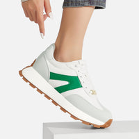 LUCKY STEP Retro Classic Trainers White Green Platform Sneakers Womens US 6 NEW