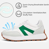 LUCKY STEP Retro Classic Trainers White Green Platform Sneakers Womens US 6 NEW
