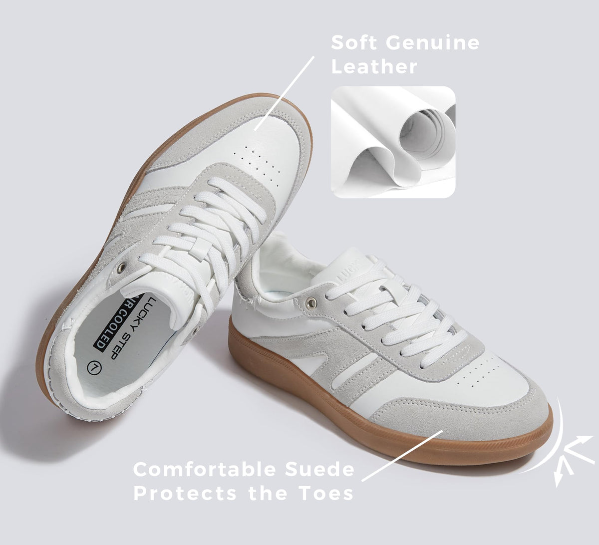 LUCKY STEP Casual Trainers Retro Gum Sole Sneakers Skate Shoes Womens US 11 NEW