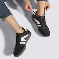 LUCKY STEP Retro Gum Sole Trainers Tennis Skate Shoes Black Womens US 10 NEW