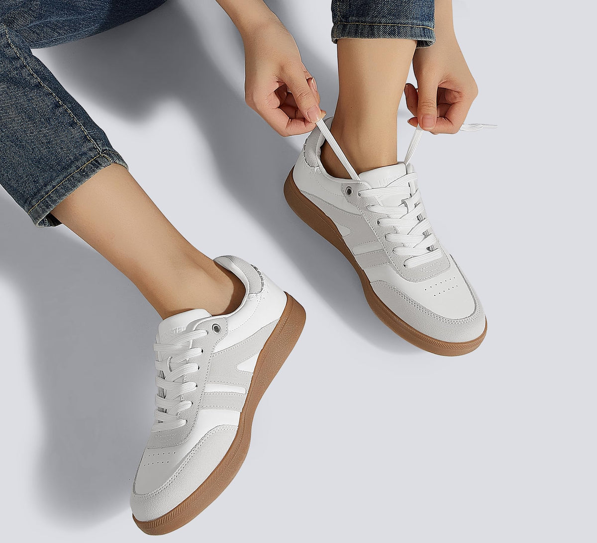LUCKY STEP White/Grey Casual Trainers Sneakers Skate Shoes Womens US 6 NEW