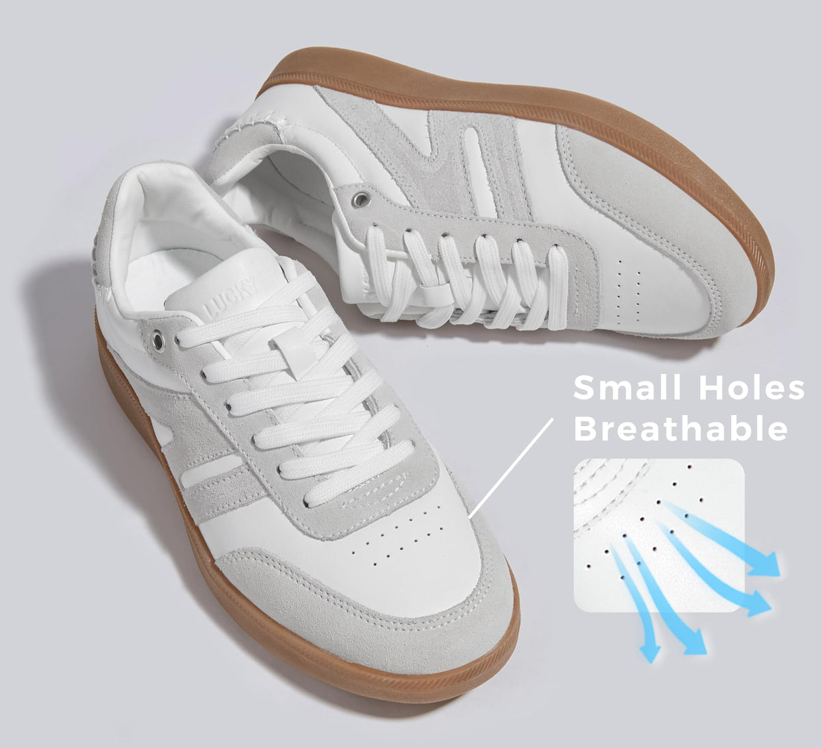 LUCKY STEP White/Grey Casual Trainers Sneakers Skate Shoes Womens US 6 NEW