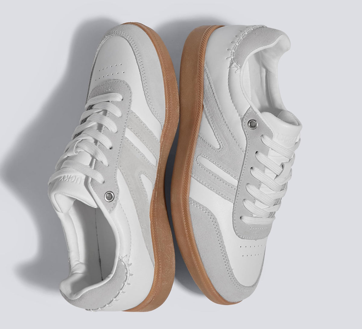 LUCKY STEP White/Grey Casual Trainers Sneakers Skate Shoes Womens US 6 NEW