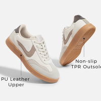 LUCKY STEP Retro Trainer Walking Shoes Non-Slip Beige Grey Women US 6.5 NEW