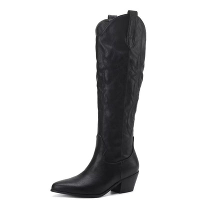 CIERWS Embroidered Western Cowgirl Knee-High Cowboy Boots Black Women Size 6 NEW
