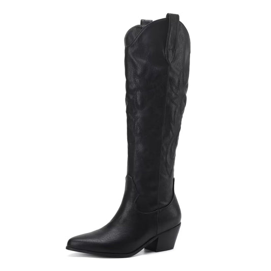 CIERWS Embroidered Western Cowgirl Knee-High Cowboy Boots Black Women Size 6 NEW