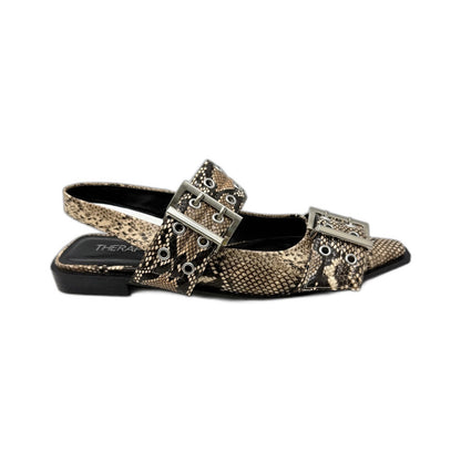 Therapy Womens Taupe Snake Print Sandals Slip-On Buckle Strap Size 7 DEMO