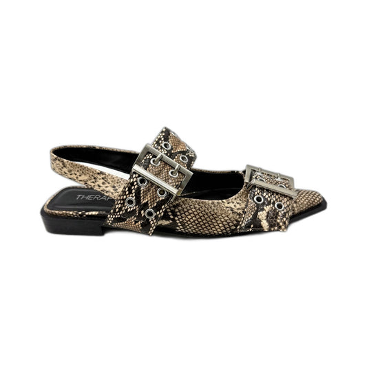 Therapy Womens Taupe Snake Print Sandals Slip-On Buckle Strap Size 7 DEMO