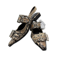 Therapy Womens Taupe Snake Print Sandals Slip-On Buckle Strap Size 7 DEMO
