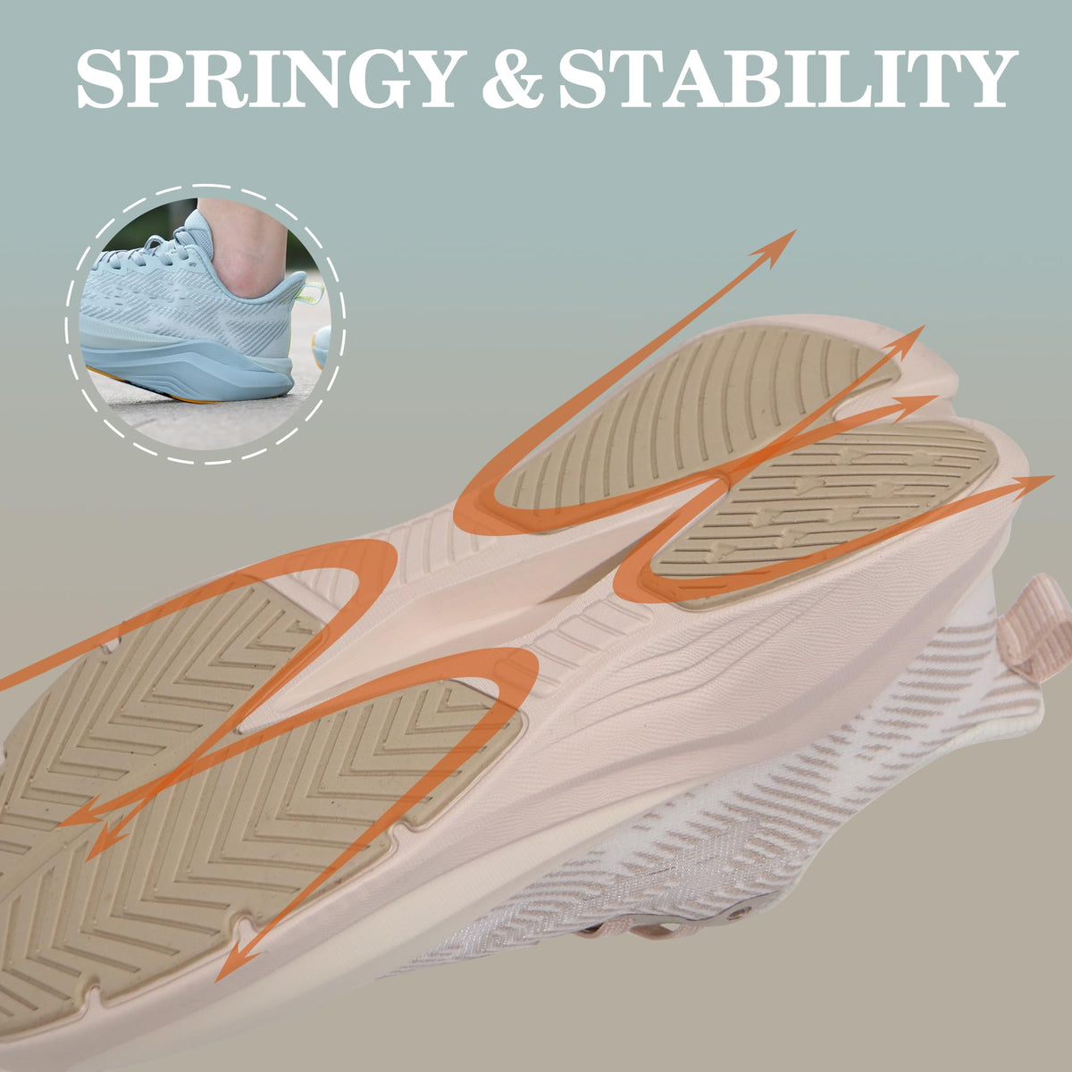 Hawkwell Cloud Zero Active Cushion Breathable Walking Shoes Beige US10 EU 42 NEW