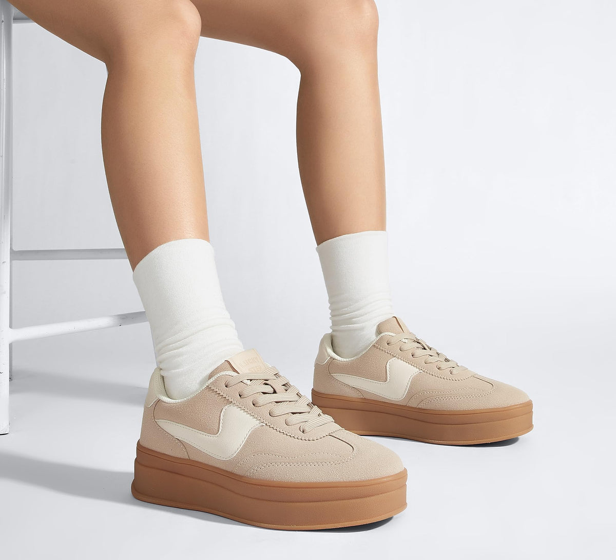 LUCKY STEP Faux Suede Trainers Comfortable Fashion Sneakers for Women US 10 NEW