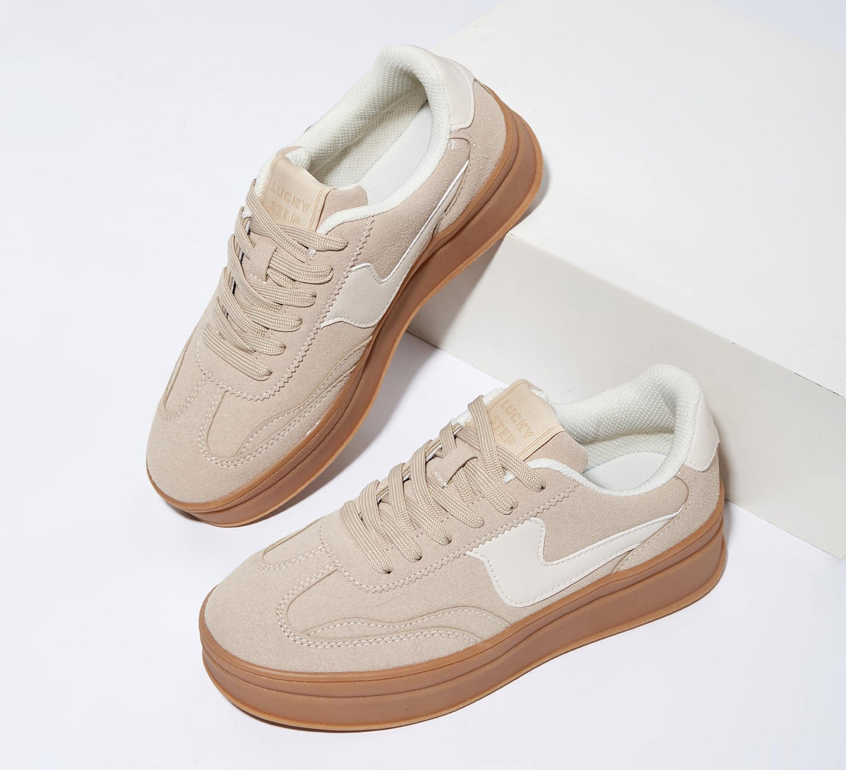 LUCKY STEP Faux Suede Trainers Comfortable Fashion Sneakers for Women US 10 NEW