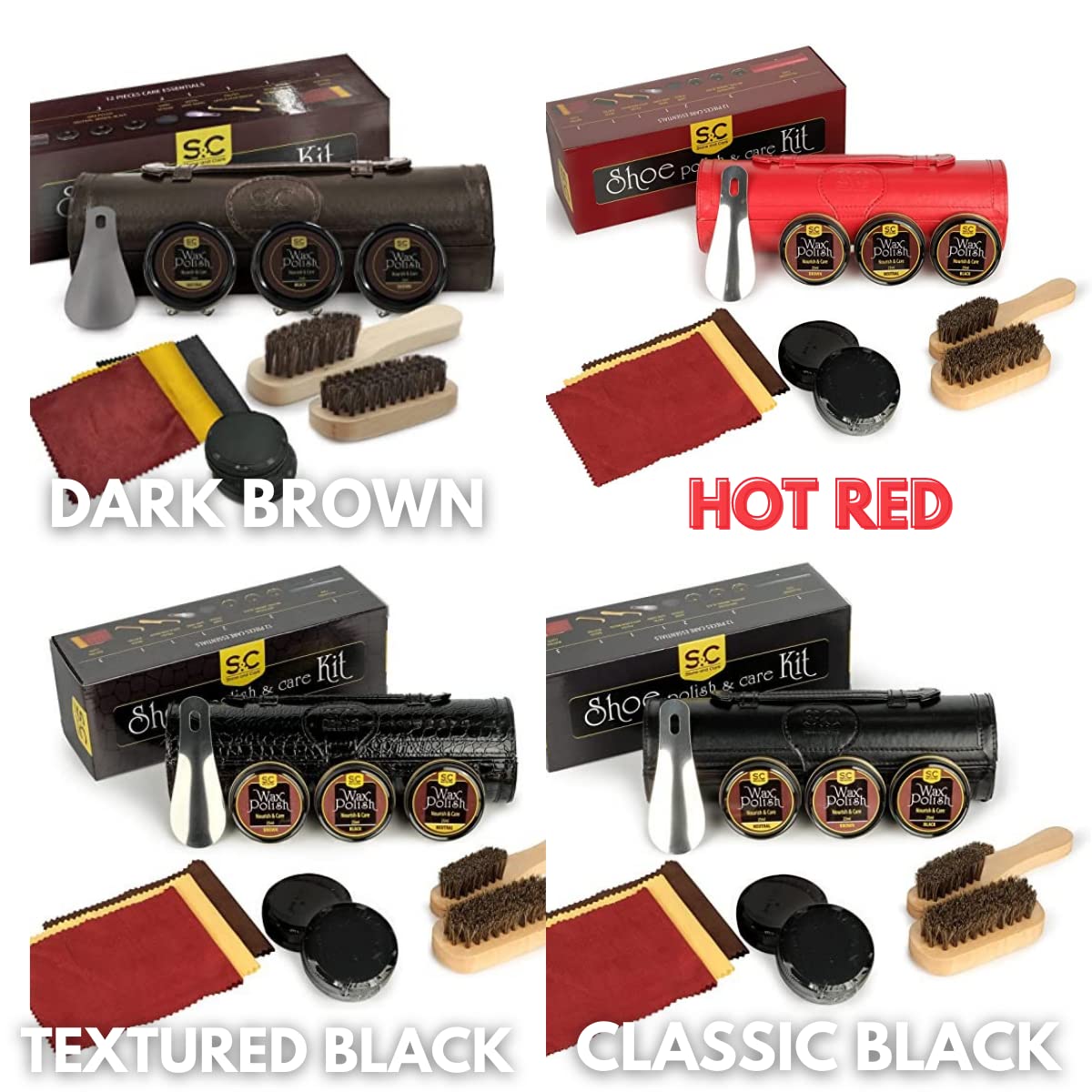 Stone and Clark 12-Piece Shoe Polish Care Kit Leather Shine Set NEW