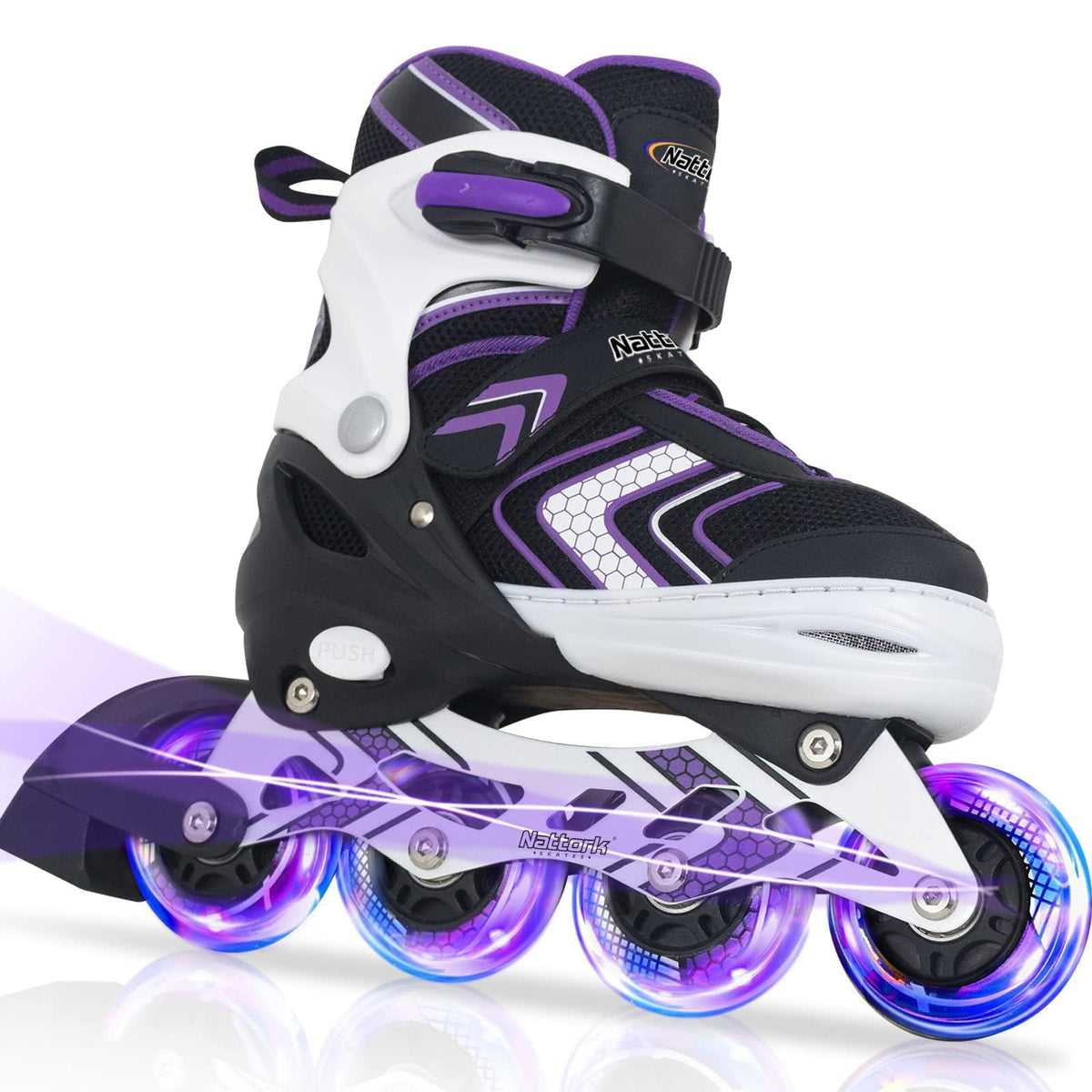 Nattork Children's Inline Skates Light Up Wheels Purple Size 1-4 US Size M NEW