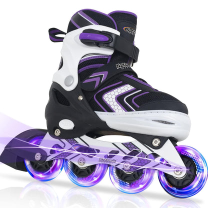 Nattork Children's Inline Skates Light Up Wheels Purple Size 1-4 US Size M NEW