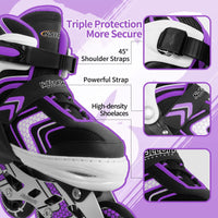 Nattork Children's Inline Skates Light Up Wheels Purple Size 1-4 US Size M NEW