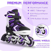 Nattork Children's Inline Skates Light Up Wheels Purple Size 1-4 US Size M NEW