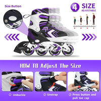 Nattork Children's Inline Skates Light Up Wheels Purple Size 1-4 US Size M NEW
