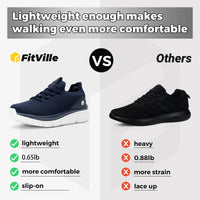 FitVille Slip On Breathable Lightweight Trainers Navy Mens WIDE FIT US 8.5 DEMO