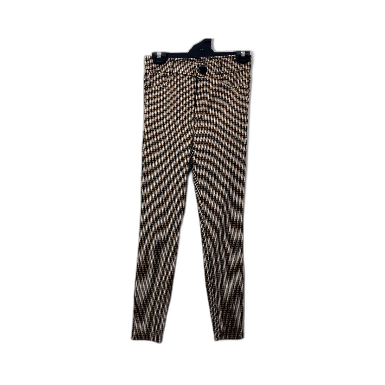 Zara Womens Houndstooth Pants in Black and Tan, Comfortable Fit Size S NEW
