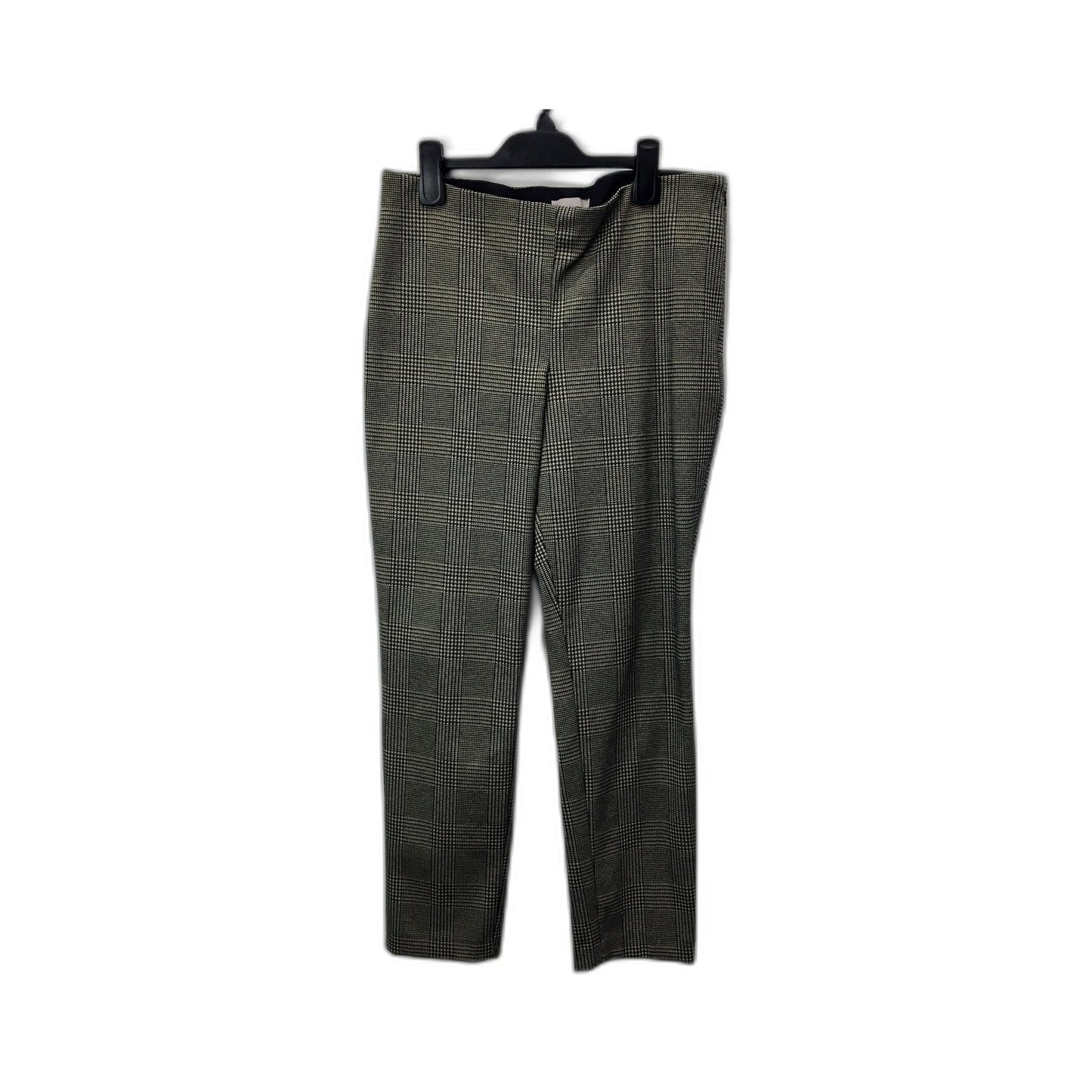 H&M Womens Plaid Trousers Plaid Houndstooth Trousers in Black and Beige, Size 8