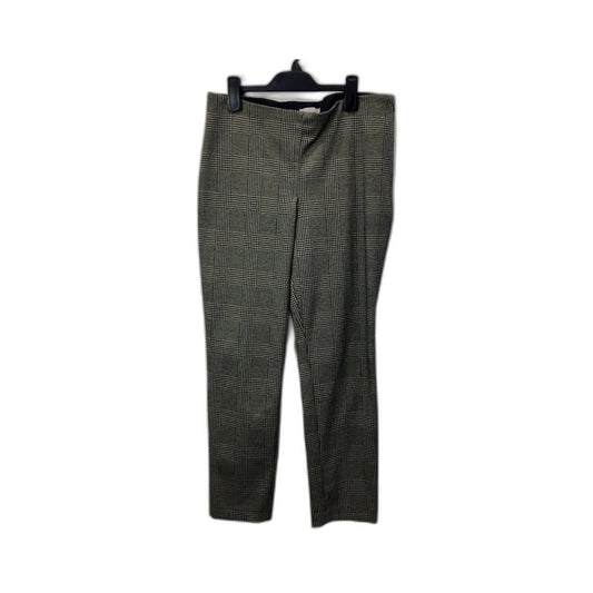 H&M Womens Plaid Trousers Plaid Houndstooth Trousers in Black and Beige, Size 8