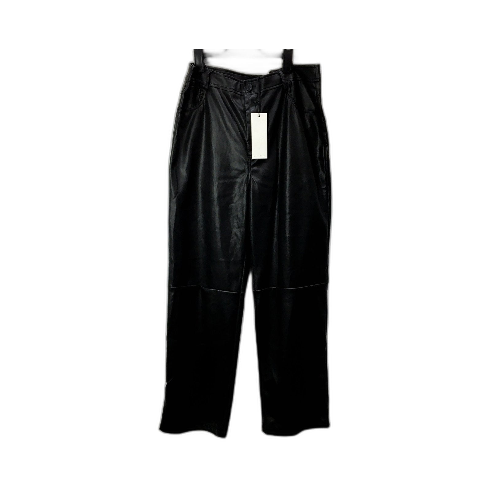 Alice in the eve. Womens Leather Pants High Waisted Pleated Black Size 2XL NEW