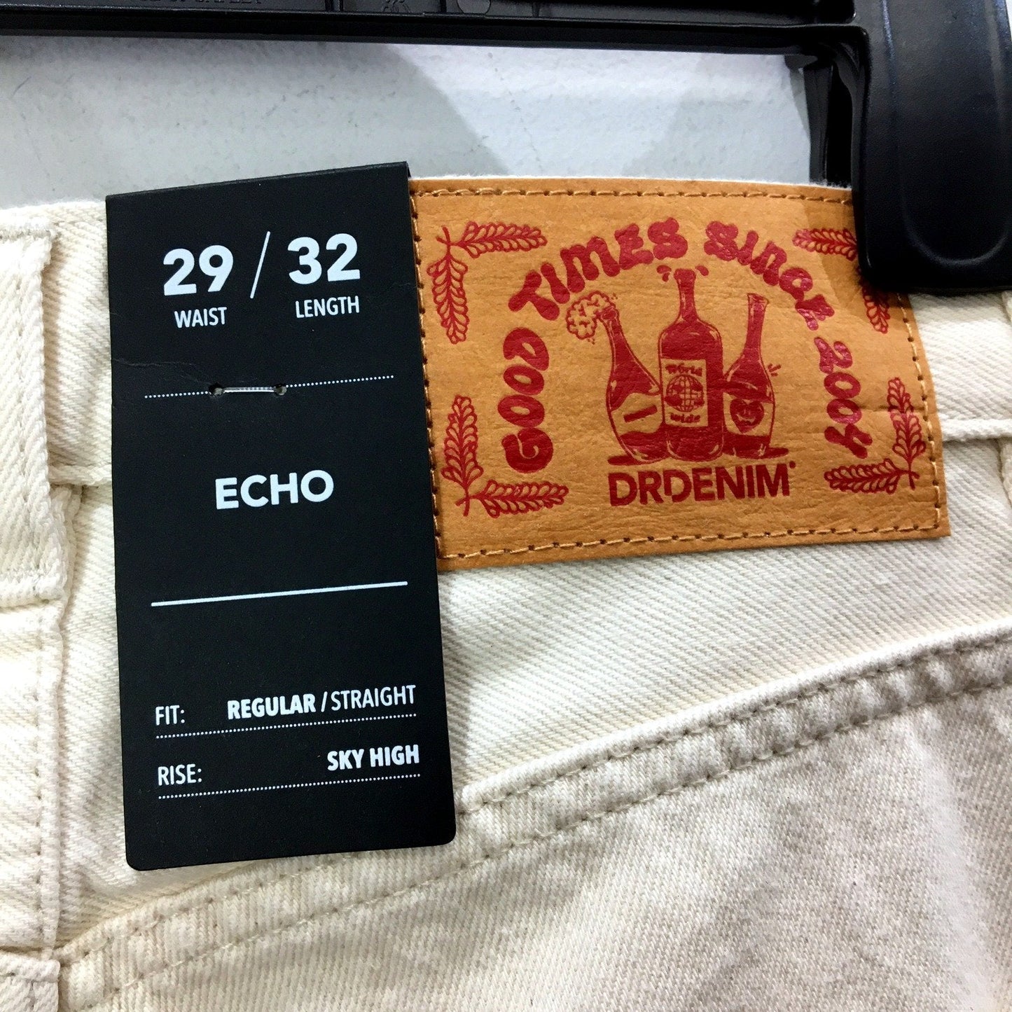 DRDENIM Unisex Echo Loom State High Rise Straight Leg Jeans Beige Size 29/32 NEW