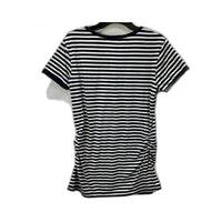 Bub020 Womens Striped Henley Shirt Navy and White Casual Cotton Size 10