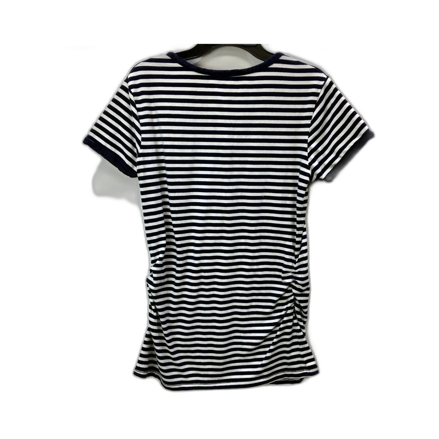 Bub020 Womens Striped Henley Shirt Navy and White Casual Cotton Size 10