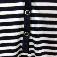Bub020 Womens Striped Henley Shirt Navy and White Casual Cotton Size 10