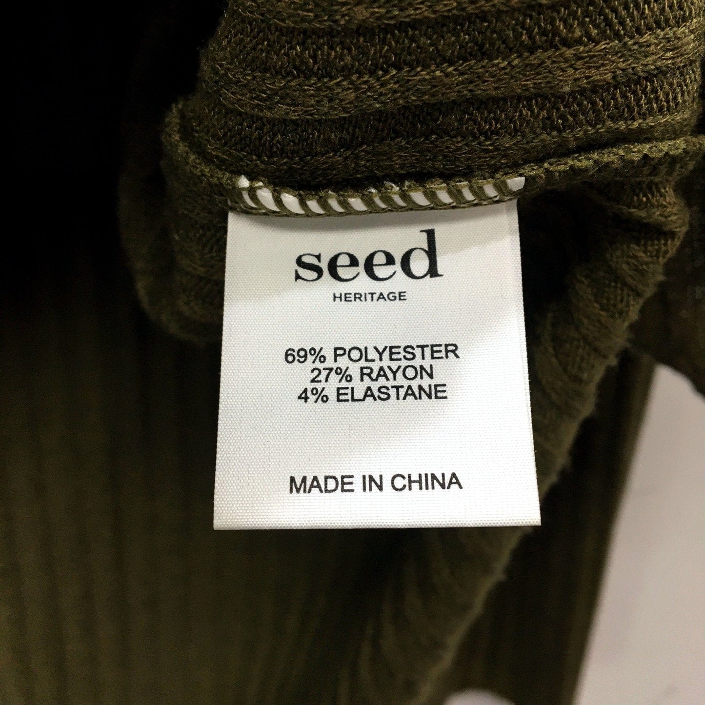 Seed Heritage Womens Ribbed Knit Pullover Sweater in Olive Green, XS Size