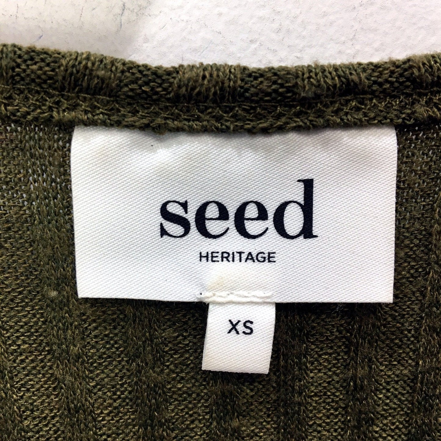 Seed Heritage Womens Ribbed Knit Pullover Sweater in Olive Green, XS Size