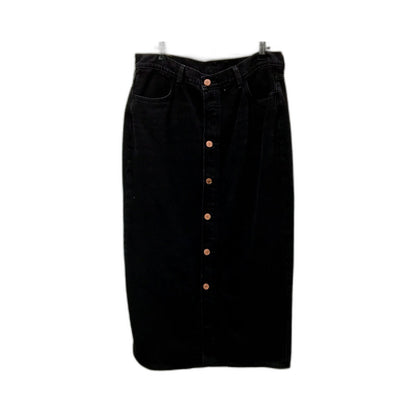 Monki Womens Denim Skirt Black Cotton Denim Midi Skirt Size 42