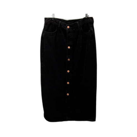 Monki Womens Denim Skirt Black Cotton Denim Midi Skirt Size 42