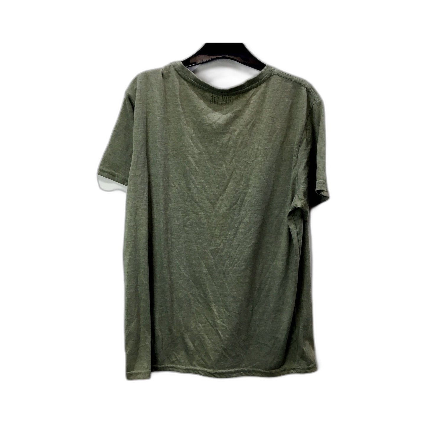 Slim Fit Mens Slim T-Shirt Fit Olive Green V-Neck T-Shirt, Size L, Comfortable