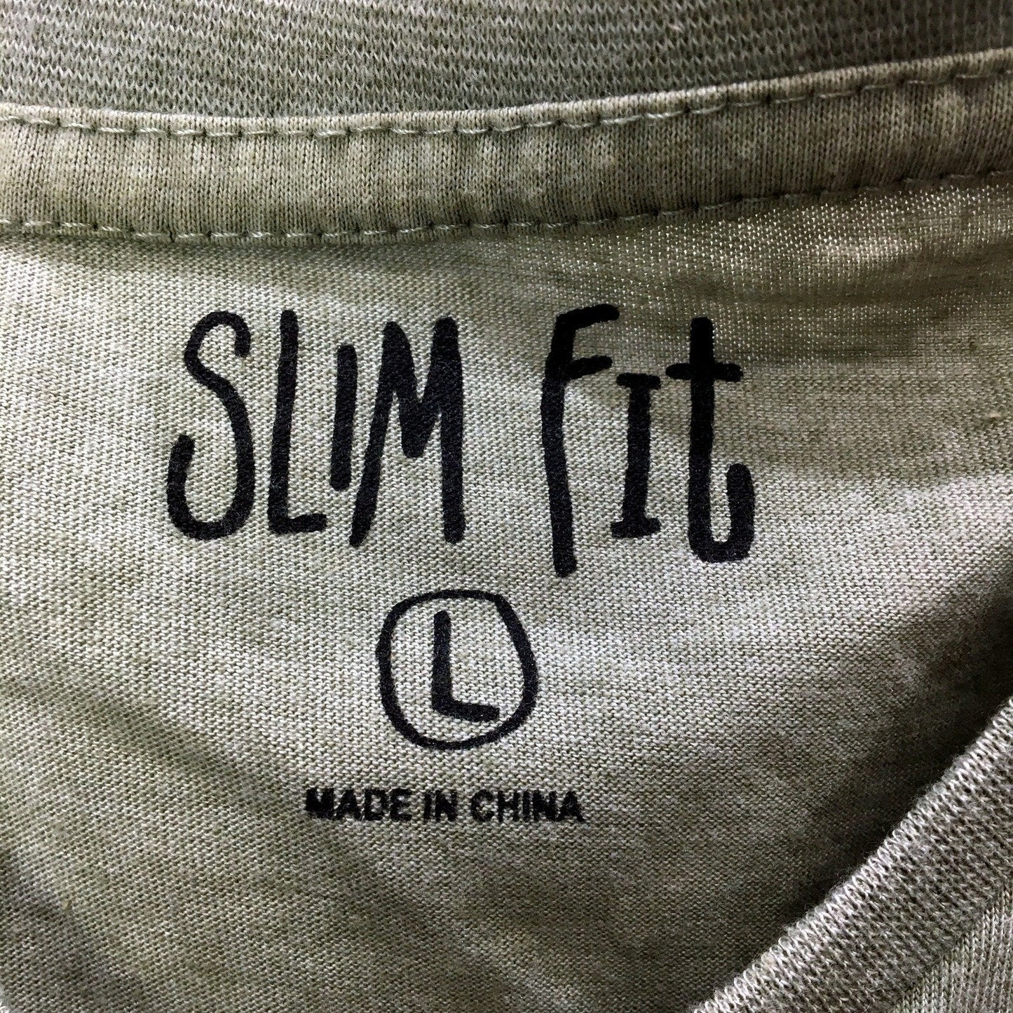 Slim Fit Mens Slim T-Shirt Fit Olive Green V-Neck T-Shirt, Size L, Comfortable