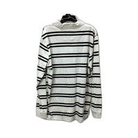 Rivers Mens Striped Rugby Shirt, Casual Cotton Top in White & Black, Small