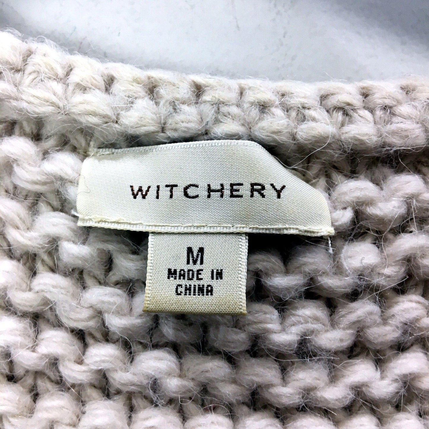 Witchery Womens Beige Knit Vest with Zip Front, Size M