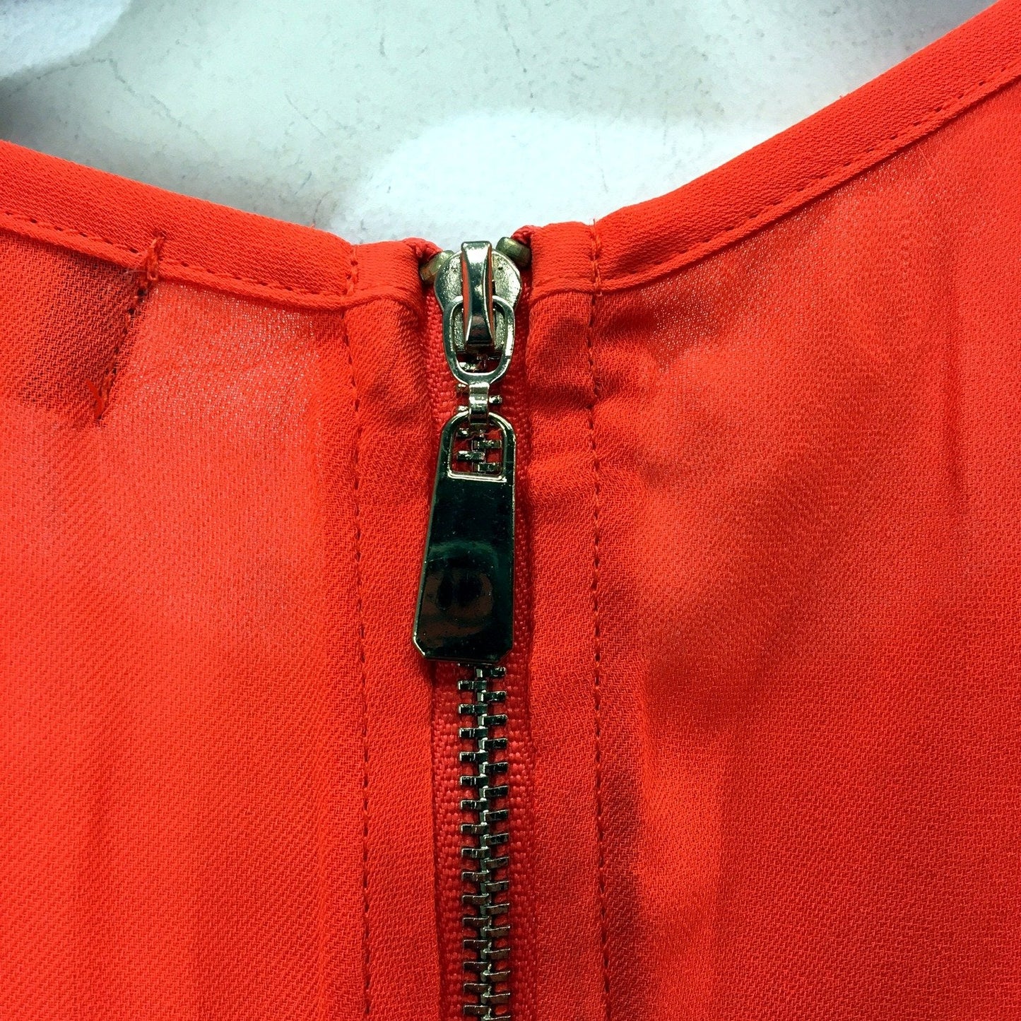 TEMT Collection Womens Sleeveless Top with Layered Zipper Design Orange Size 8