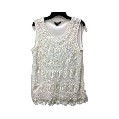 Katies Womens Sequin Tank Top in White, Size M