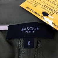 Basque Petite Womens Organic Cotton Blend Green Pants Size 8 NEW