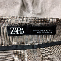 Zara Womens Pleated Brown Plaid Dress Pants Size 8 NEW
