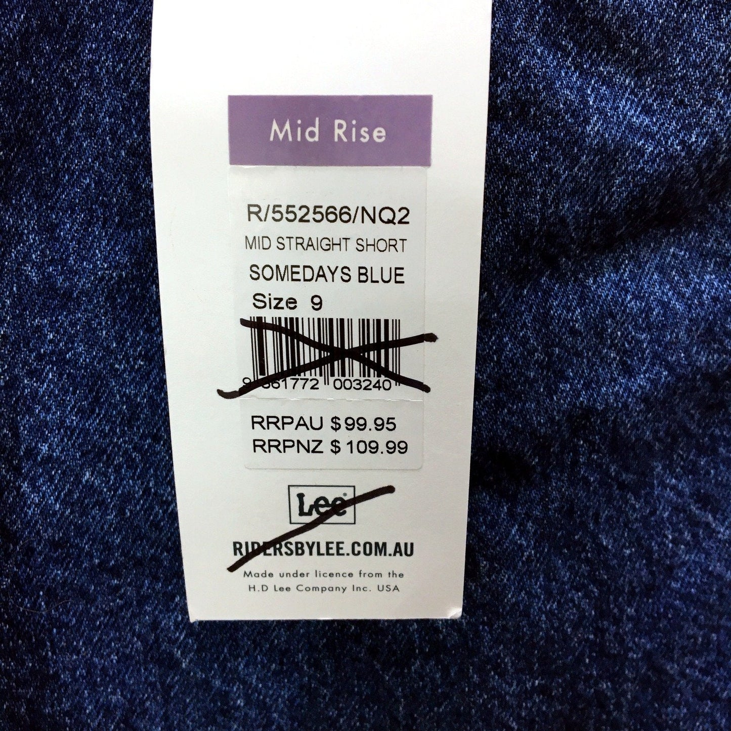 Riders by Lee Womens Mid Straight Short Denim Shorts Somedays Blue Size 9 NEW