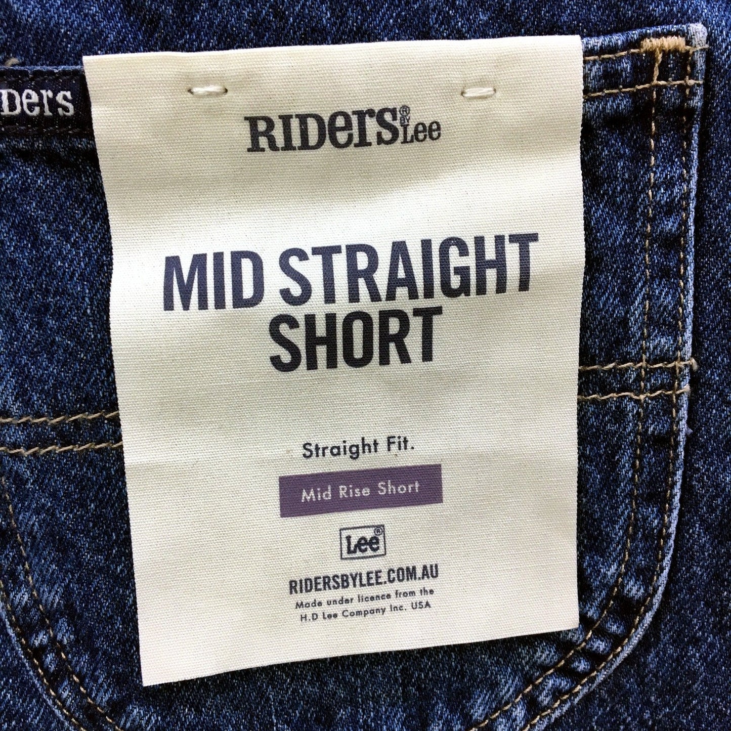 Riders by Lee Womens Mid Straight Short Denim Shorts Somedays Blue Size 9 NEW
