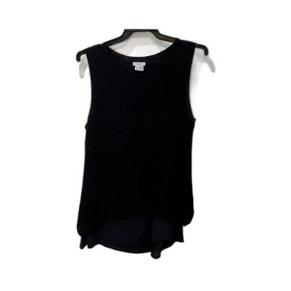 Jigsaw Womens Sleeveless Navy Layered Silk Slip Linen Cotton Blend Top Sz M