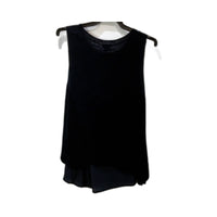 Jigsaw Womens Sleeveless Navy Layered Silk Slip Linen Cotton Blend Top Sz M